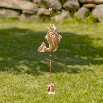 Zaer Ltd. Ornate Hanging Rain Chains (Copper Finish, Jumping Fish)