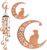 Wind Chimes for Outside, Melodious Melodic Tones Moon Cat Decoration Windchimes Suitable for Outdoor Garden Patio Porch Decor, 33“ Metal Memorial Wind Chimes Friendship Gifts for Women