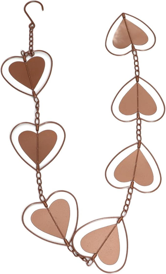 Metal Rain Chain Drainage Function Decorative Heart Shape Wind with Hook for Balcony Patio Hallway