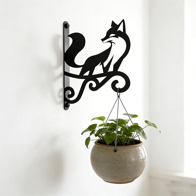 Looking Back at The Fox Iron Plant Hangers Hooks for Outdoor -10inch Hanging Plants Flower Fern Pots Lantern Bird Feeder Wind Chimes for Porch Garden Farmhouse