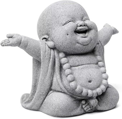 Mini Monk Buddha Statue Sandstone Statues Zen Monk Praying Statue Sculptures for Wealth Good Luck Feng Shui Decor Home Fish Tank Aquarium Garden (Style 4)