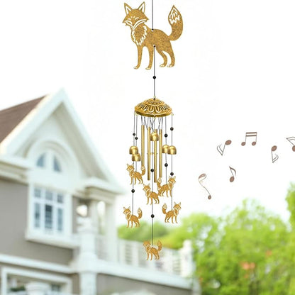 Fox Wind Chimes for Outside, Large Outdoor Metal Foxes Soothing Tones Memorial Windchime with S Hook Indoors Home Patio Garden Yard Decor, Unique Birthday Festival Housewarming Gifts for Women Men