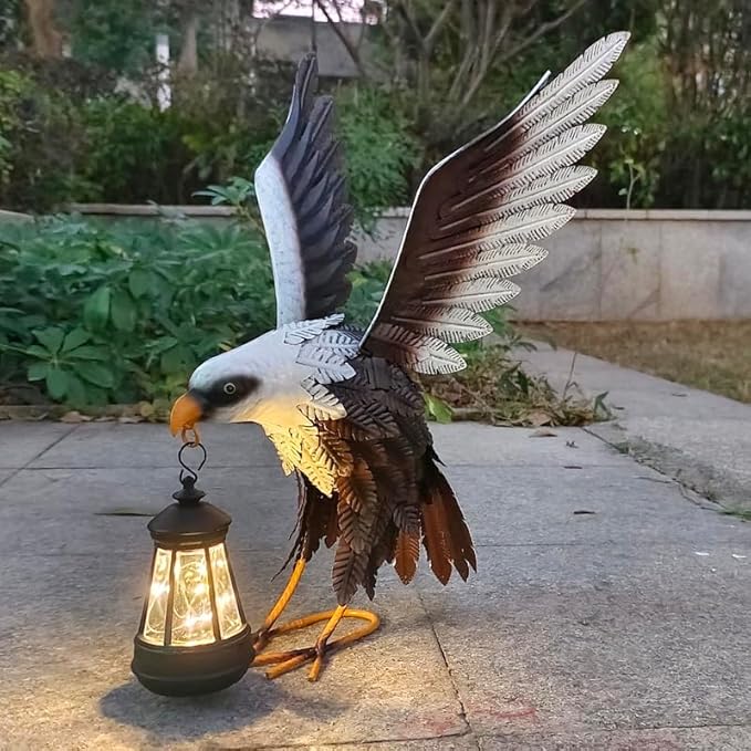 Solar Lights Animal Statue Metal Sculpture Rooster Ornaments Garden Decoration Metal Yard Art for Patio Lawn Backyard Outdoor Decoration (CS029)