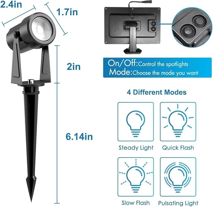 ZYAN Solar Landscape Spotlights, Separate Panels and USB-C Powered Auto On Off Dusk to Dawn, Outdoor IP65 Waterproof Spotlights, Warm White for Yard Path Patio (16 Pack)