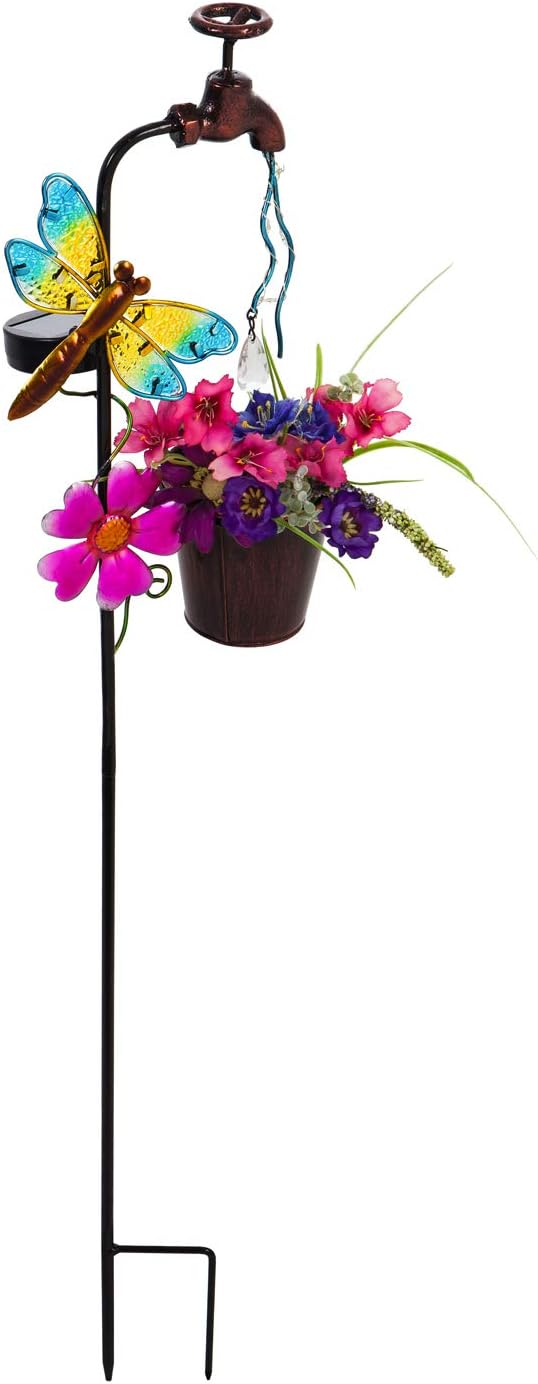 Evergreen Garden 36.25" H Twinkling Light Solar Garden Stake, Butterfly, Faucet Shaped Outdoor Décor for Your Lawn and Garden