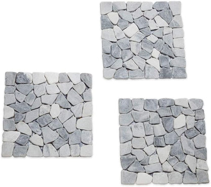 Bits and Pieces - Stepping Stones Outdoor Walkway - 12" Square Marble Landscaping Decorative Stepping Stones - Set of Three (3) - Backyard Decor Garden Pavers for Outside Walkway