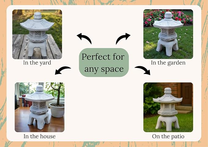 Asian Pagoda Figure Conrete Oriental Lantern Decoration Outdoor Sculpture Yard Chinese Style Zen Garden Ornament Front Door Japanese Figure