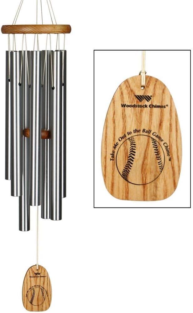 Woodstock Wind Chimes, Outdoor Decor, Garden and Patio Front Porch Decor, (28") Baseball Wind Chime, Gift for Baseball Fans, Take Me Out to The Ball Game Windchime Gifts (TMOC)