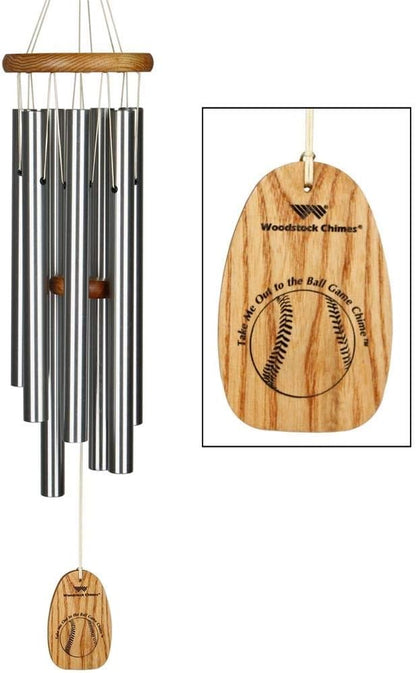 Woodstock Wind Chimes, Outdoor Decor, Garden and Patio Front Porch Decor, (28") Baseball Wind Chime, Gift for Baseball Fans, Take Me Out to The Ball Game Windchime Gifts (TMOC)