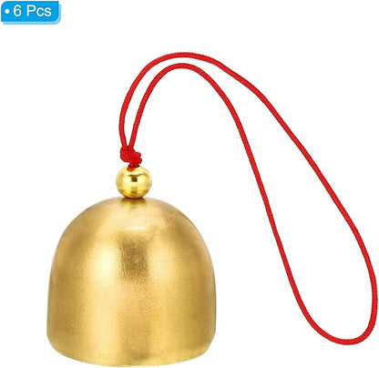 PATIKIL 6 Pcs Wind Chime, Hanging Bells Temple Bells Retro Outdoor Hanging Metal Chinese Wind Chime Round for Outside Garden Camping, Gold Red
