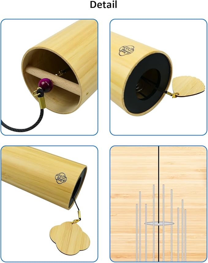 Bamboo Wind C-himes Japanese Wind C-himes for Sound Healing Meditation and Calming Emotions Classic Home Decoration Good Gift for Family Friends (Fm Chord) with Gift Box Wooden Wind Chimes
