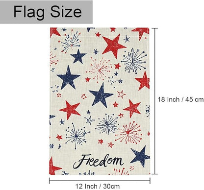 Gkyygk Patriotic Freedom Stars Garden Flag 12x18 Double Sided Banners Yard Flag Welcome Seasonal Farmhouse Yard Outside Decoration