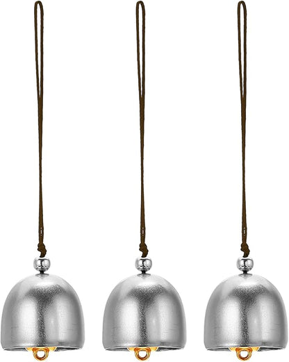 PATIKIL 3 Pcs Wind Chime, Hanging Bells Temple Bells Retro Outdoor Hanging Metal Chinese Wind Chime Round for Outside Garden Camping, Silver Brown
