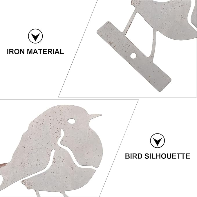 Abaodam Garden Decor Iron Ornament Outdoor Landscaping Ornament Rustic Bird Art