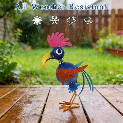 Playful Rooster Yard Statue, Metal Rooster Figurine Garden Decor Outdoor, Metal Chicken Yard Art for Patio, Yard, Farmhouse