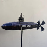 Metal Submarine Wind Spinner, U.S. Navy Style Garden Windmill, 360° Rotating Wind Sculpture for Yard, Patio, Lawn, Outdoor Decor, Veteran Gift