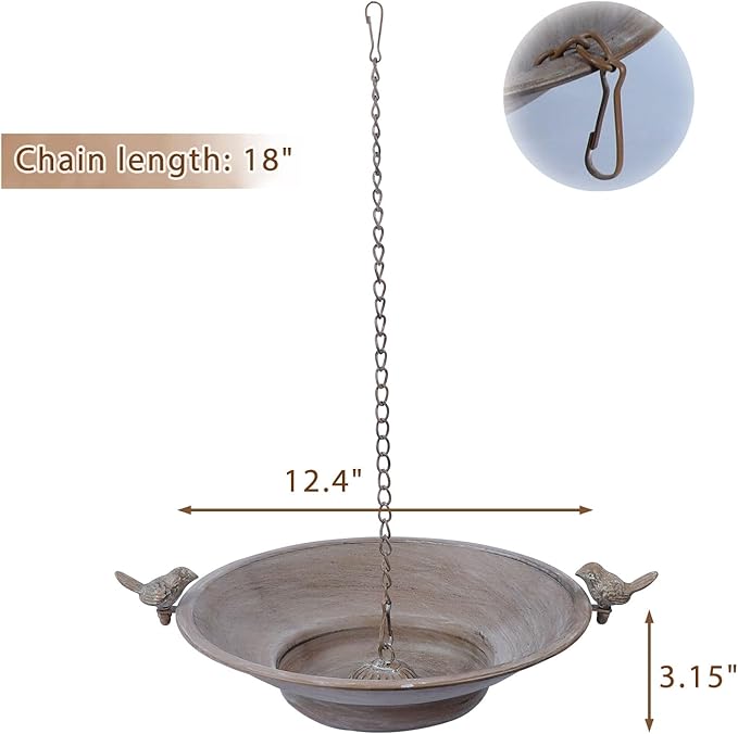 HOUYANG 12.4" Rain Chain Basin,Replacement for Standard Rain Chain Anchor,Metal Rain Chain Bowl,Outdoor Garden Yard Decor