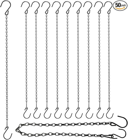 Chain for Hanging Plants, Adjustable Hanging Chain with Hooks, 21 Inch, Black – 10 Pack Heavy Duty for Hanging Bird Feeders,Grow Lights, Potted Plants, Neon Sign, Christmas Wrea