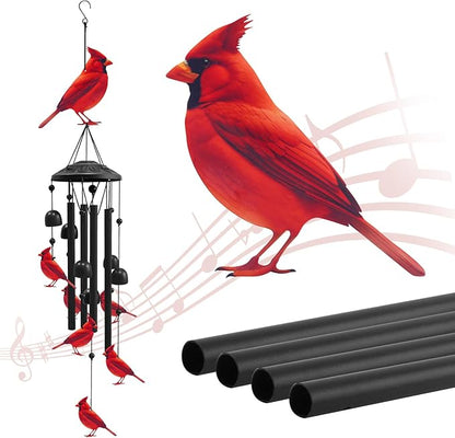 Cardinal Wind Chimes for Outside, Black Metal Windchimes Outdoors, Cardinals Gifts for Women/Men, Garden/Yard Decor, Memorial/Birthday Gifts for Grandma/Mom, Durable Chimes for Outdoors