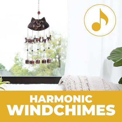 VP Home 20" H Fancy Cat Wind Chimes for Outside Unique Cat Memorial Windchime for Outdoor Decoration and Garden Decor Cat Chimes are for Women, Mom, Grandma, Unisex