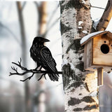 WADORN Crow Raven on Branch Metal Yard Art Decor, Bird on Branch Outdoor Tree Silhouette Stake for Tree Yard Garden Patio Animal Outdoor Decor Gift for Housewarming Home Art Decor