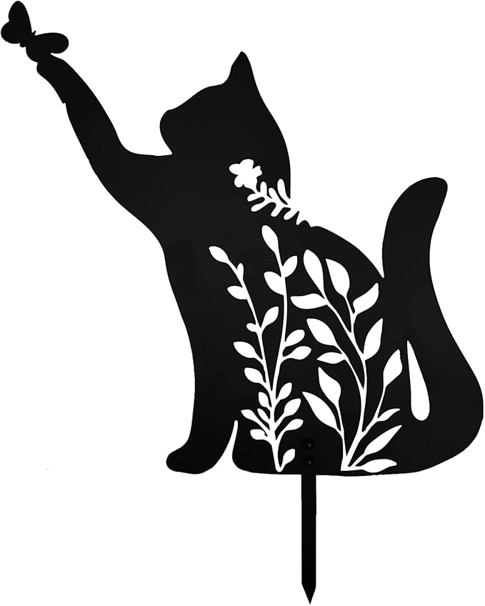 Metal Black Cat Statue - Garden Yard Decoration, Cat Gifts, Outdoor Home Decoration