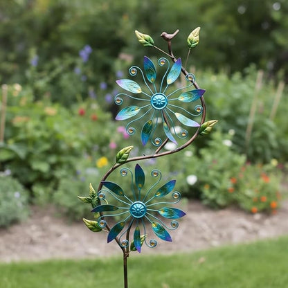 Metal Wind Spinners Outdoor,Yard Art Wind Sculptures & Spinners,Flower Wind Spinners for Yard and Garden,Waterproof Pinwheels & Windmill for Patio Lawn Decor