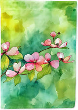 Caroline's Treasures Virginia American Dogwood in Watercolor House Flag Large Porch Sleeve Pole Decorative Outside Yard Banner Artwork Wall Hanging, Polyester, House Size, Multicolor
