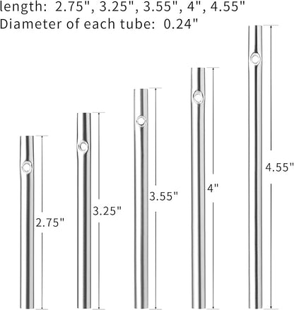 60pcs Wind Chime Tubes for Home Garden Outdoor Hanging Decorations, Tone Empty Tubes with Wind Chime line 150 Yards(5 Different Length)