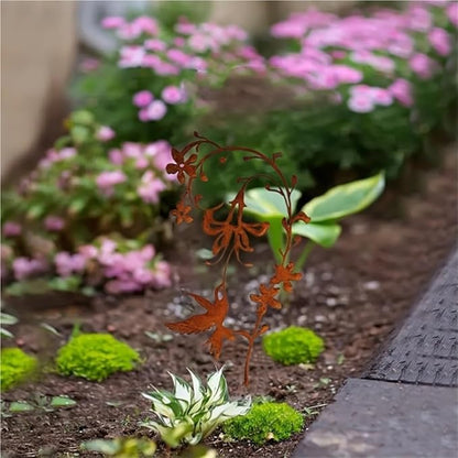 Metal Hollow Flower Garden Stake - Iron Outdoor Lawn Decoration with Intricate Floral Cut-Outs, Floor-Mounted Rust-Resistant Design for Wedding, Garden & Home Crafts - Nature-Inspired Decor