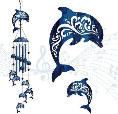 OLYCRAFT Dolphin Wind Chimes Outdoors Wind Chime Sympathy Memorial Windchime Iron Windchime Memorial Presents Summer Ocean Hanging Windbell for Patio Backyard Home Garden Pendant Decoration