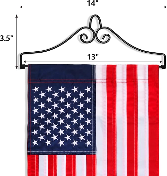 Anley Wrought Iron Garden Flag Hanger - Garden Banner Holder Detached to Use - Rust Resistant & Black Matte Coating(Ideal for Flag/Banner with Width Smaller than 13")