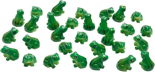 Exasinine 30 Pcs Resin Mini Frogs Green Frog Miniature Figurines Animals Model Fairy Garden Miniature Moss Landscape DIY Terrarium Crafts Ornament Accessories for Home Décor(A)