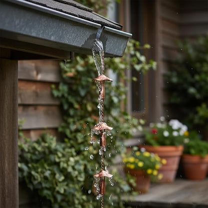 4.3ft Rain Chains for Gutters Aluminum, Outdoor Decorative Rainchain Heavy Duty Gutter Catcher Downspout Replacement, Durable Hanging Rain Gutter Chain for Eaves Drainage and Home Display (Mushroom)