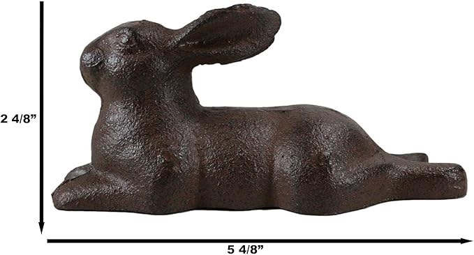Ebros Gift Cast Iron Whimsical Bunny Rabbit Lying Down Abstract Taxidermy 3D Art Sculpture 5.25" Long for Home Garden Outdoors and Indoors Decorative Accent (3)