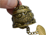 3Pcs Vintage Dragon Bronze Fish Carved Feng Shui Bell - Metal Hanging Temple for Good Luck Bless - DIY Wind Chime for Home Garden Eave Door Decoration