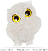 Nupuyai 3 inches Orgone Resin Crystal Chips Tumbled Stone Owl Statue, Mini Hand Carved Stone Crystal Animal Figurines for Tabletop Indoor Outdoor, Rock Quartz