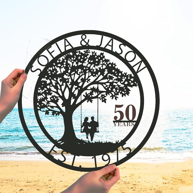 efcustomgifts Custom 50th together Iron Metal signs Wedding Anniversary Couples Gift Love Birds Decoration Gift for Her and Him, 1st to 50th or 60th Anniversary