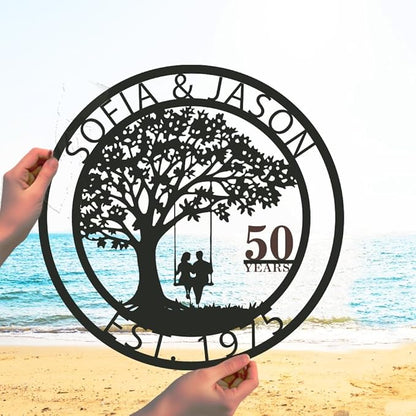 efcustomgifts Custom 50th together Iron Metal signs Wedding Anniversary Couples Gift Love Birds Decoration Gift for Her and Him, 1st to 50th or 60th Anniversary