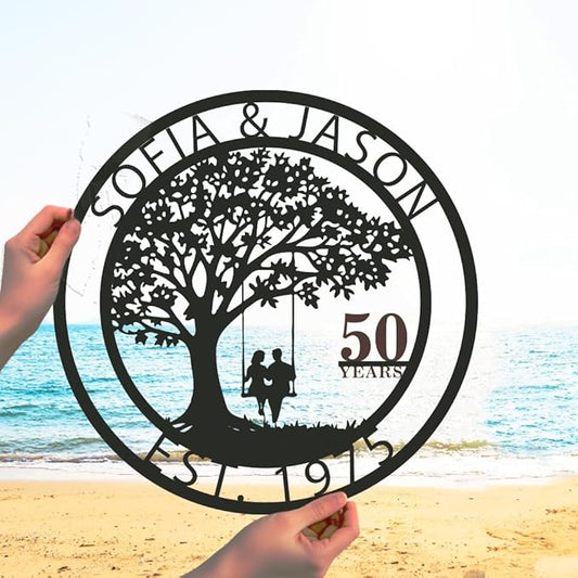 efcustomgifts Custom 50th together Iron Metal signs Wedding Anniversary Couples Gift Love Birds Decoration Gift for Her and Him, 1st to 50th or 60th Anniversary