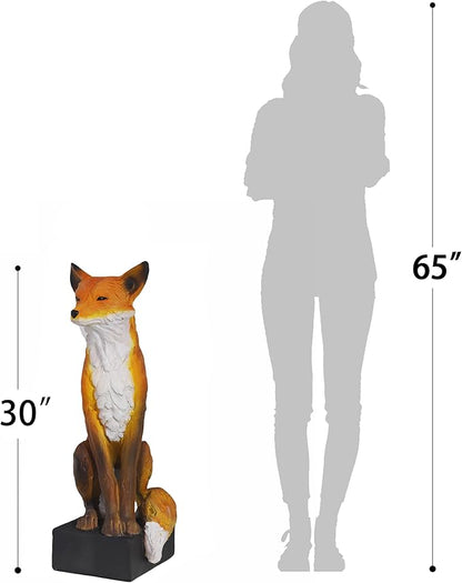 GENUINQ Sitting Fox Large Size Decorative Statue Outdoor Wit Fox Orange and White Cute Sculpture for Garden,Patio,Lawn Fox Fable Figurine