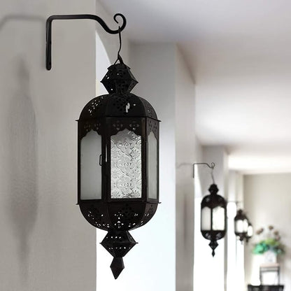 2 Pack Outdoor Heavy Duty Plant Hangers, Black Metal Wall Hooks Hanging Brackets for Flower Baskets, Bird Feeders, Lanterns, Wind Chimes, Patio Garden Porch Indoor Outdoor Use