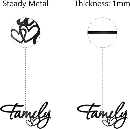 CREATCABIN Family Metal Wall Art Decor Black Wall Silhouette Hanging Decor Iron Wire Wall Art Sculpture Decoration Sign Cut Out Minimalist Blessed Ornament for Farmhouse Indoor Outdoor Home 6 x 12Inch