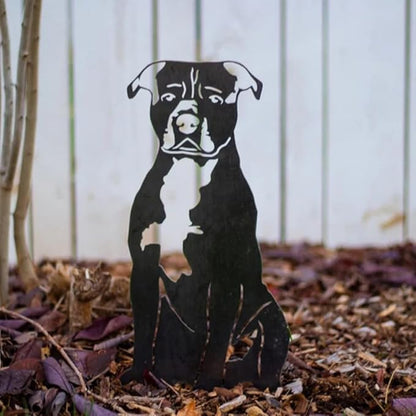 Dog Style Metal Puppy Silhouette Garden Statues French Bulldog/Doberman Pinscher Backyard Lawn Stakes, Festival Decorations & Yard Decor Iron Art (C)