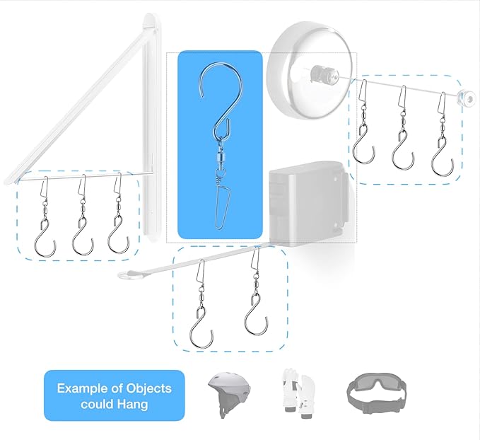 HS’s Creation 6 Pack S Hook Locking Clip Swivel for Indoor Outdoor Organization Spinning Hanger Clothline Rack Wind Chimes Spinner Prism Windsocks Hanging Plant