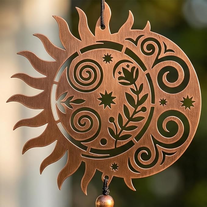 Wind Chimes for Outside, Sun Moon Aluminum Tube Windchime Melodious Melodic for Porch Patio Garden Decor, Unique Metal Memorial Wind Chimes Housewarming Gifts for Friends and Family