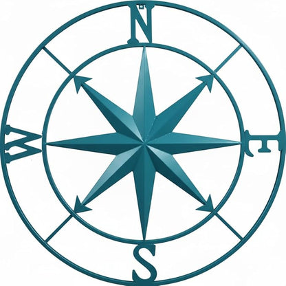 Nightclawing Nautical Compass Wall Decor, Coastal Nautical Beach Decor, Porch Patio Travel Adventure Wall Hanging, 41",Indigo