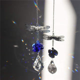 WEISIPU Crystal Suncatcher Prism - Dragonfly Suncatchers for Windows Hanging Rainbow Maker, K9 Crystal Metal Dragonfly Ornament, Christmas Tree Decor, Gifts (Blue)
