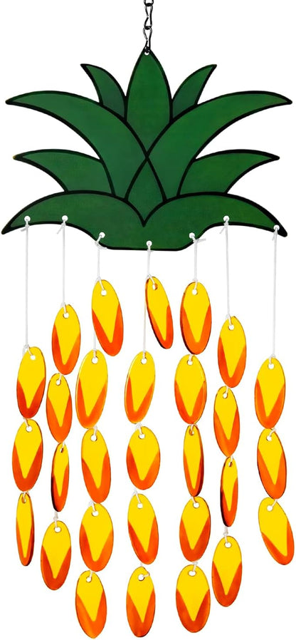 X-PREK Pineapple Wind Chimes for Outside, Unique Stained Glass Wind Chimes Garden Decor, Windchimes Outdoors Suncatcher Gift for Women, Mom, Grandma