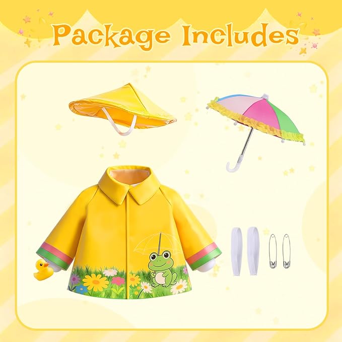 GJL Porch Goose Raincoat Outfit Fits 23 Inch Plastic Cement Goose Statue, Lawn Goose Clothes Set with Umbrella and Hat for Spring Summer Outdoor Yard Garden Decor